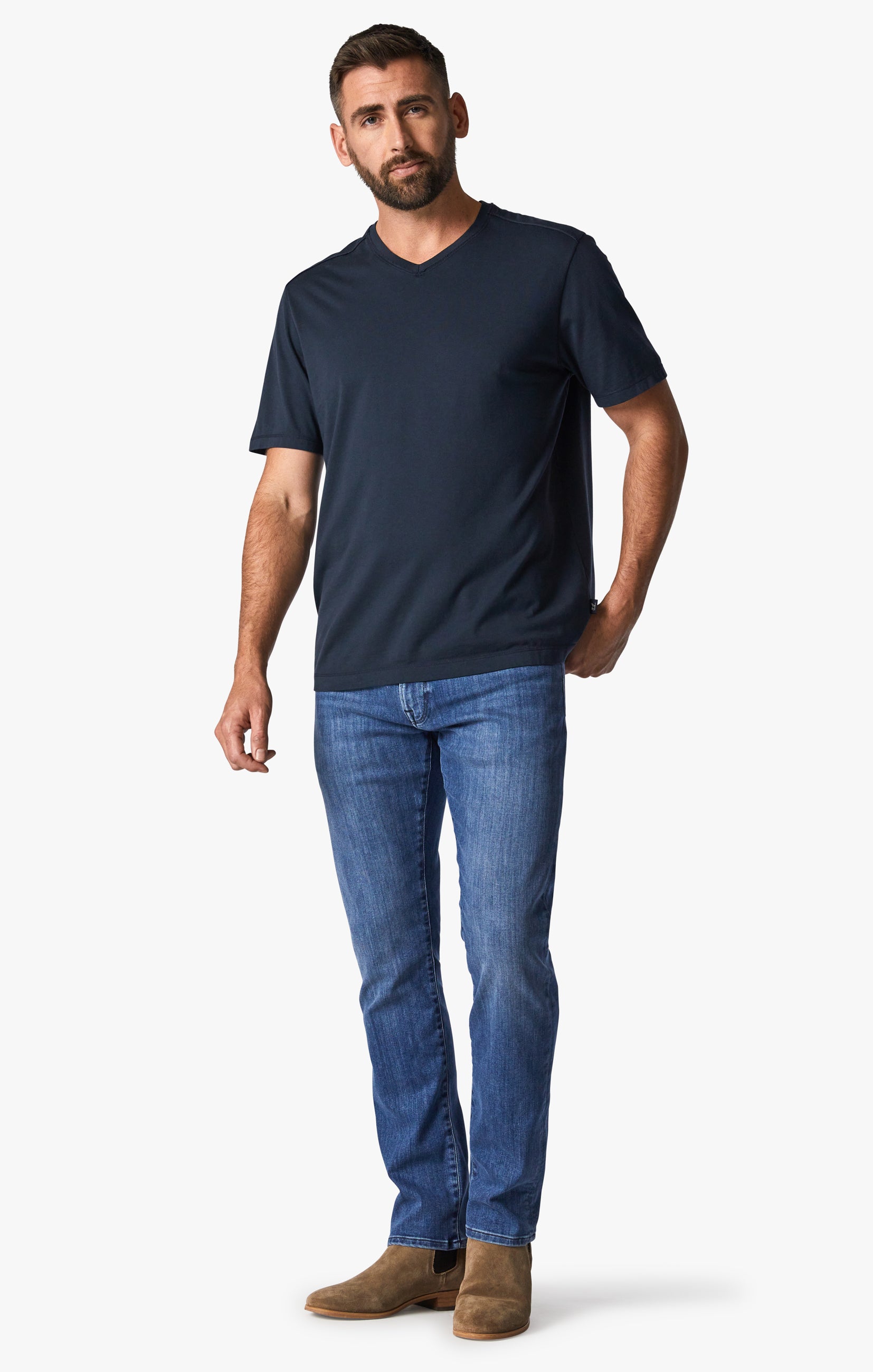 34 Heritage Deconstructed V-Neck T-Shirt in Dark Navy