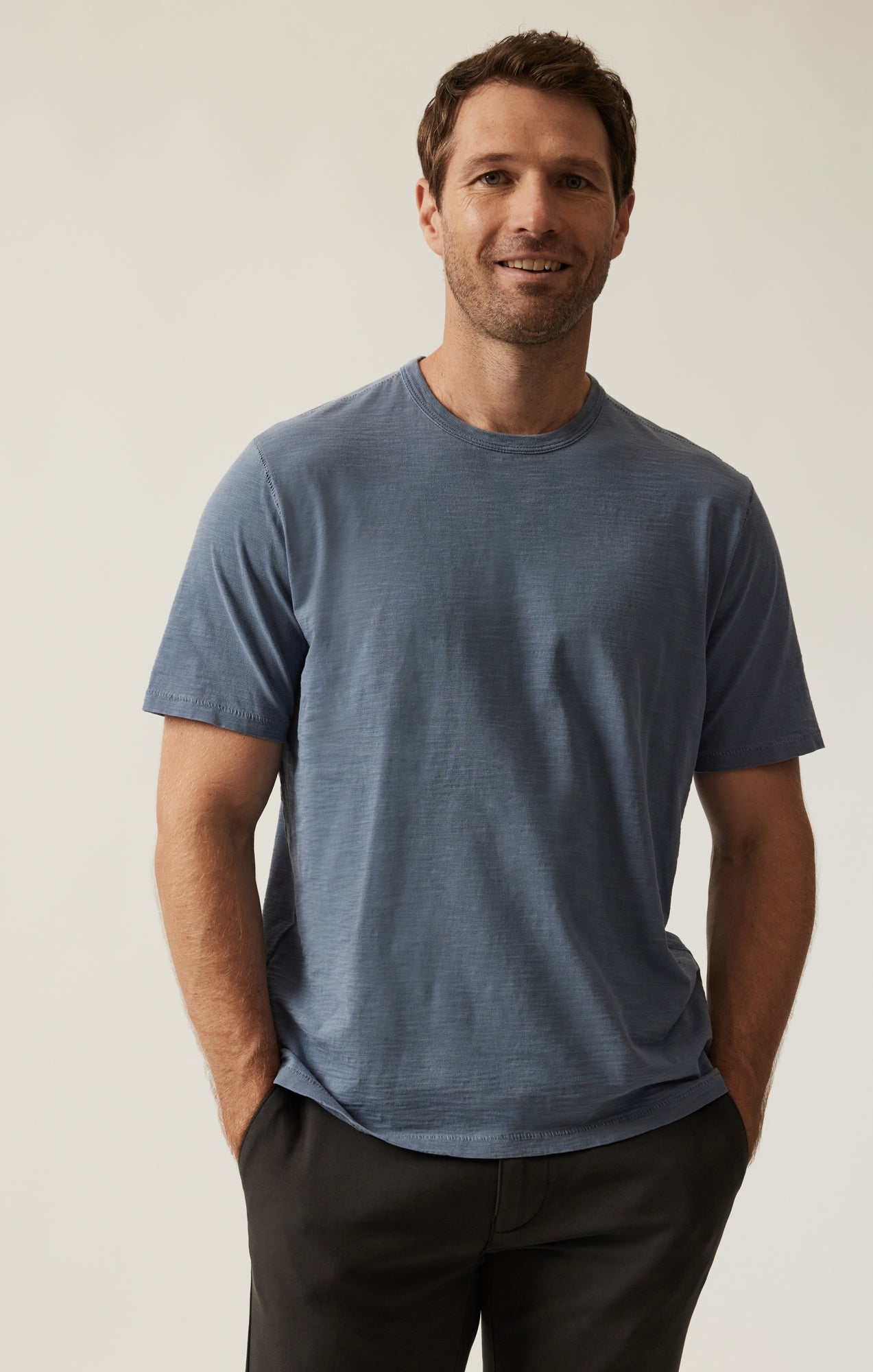 34 Heritage Slub Crew Neck T-Shirt in Vintage Blue