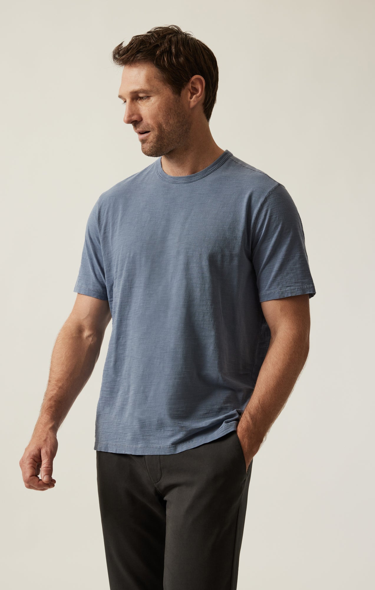 34 Heritage Slub Crew Neck T-Shirt in Vintage Blue