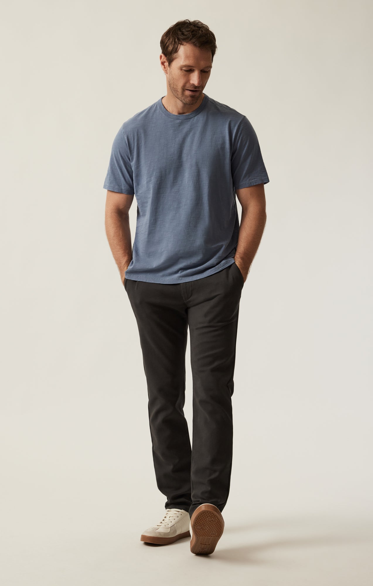 34 Heritage Slub Crew Neck T-Shirt in Vintage Blue