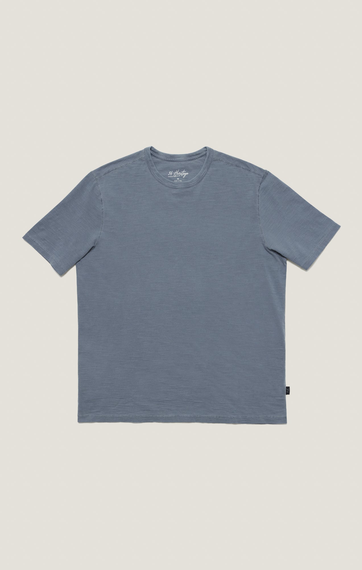 34 Heritage Slub Crew Neck T-Shirt in Vintage Blue