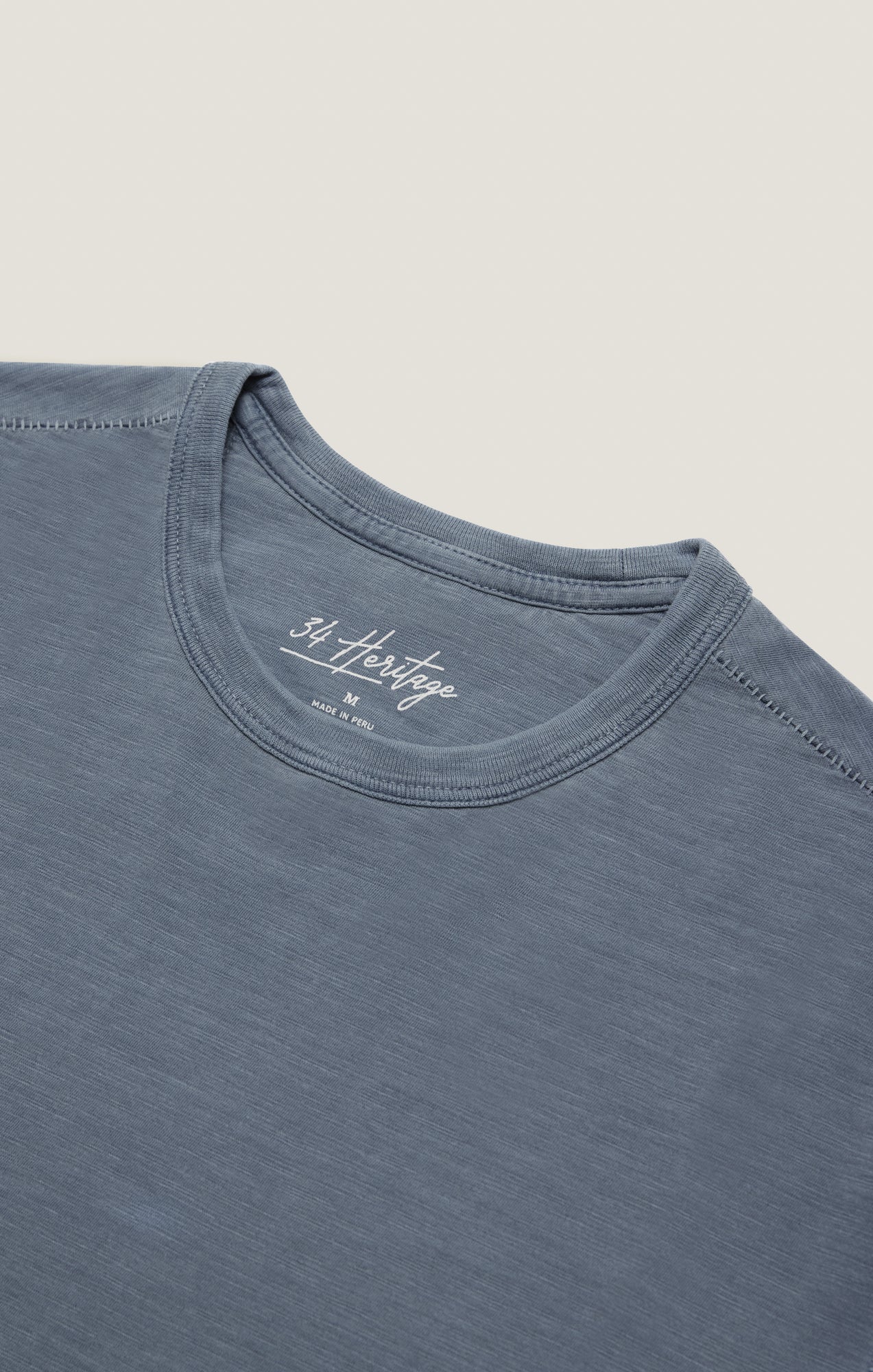 34 Heritage Slub Crew Neck T-Shirt in Vintage Blue