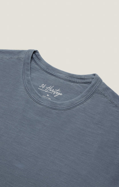 34 Heritage Slub Crew Neck T-Shirt in Vintage Blue