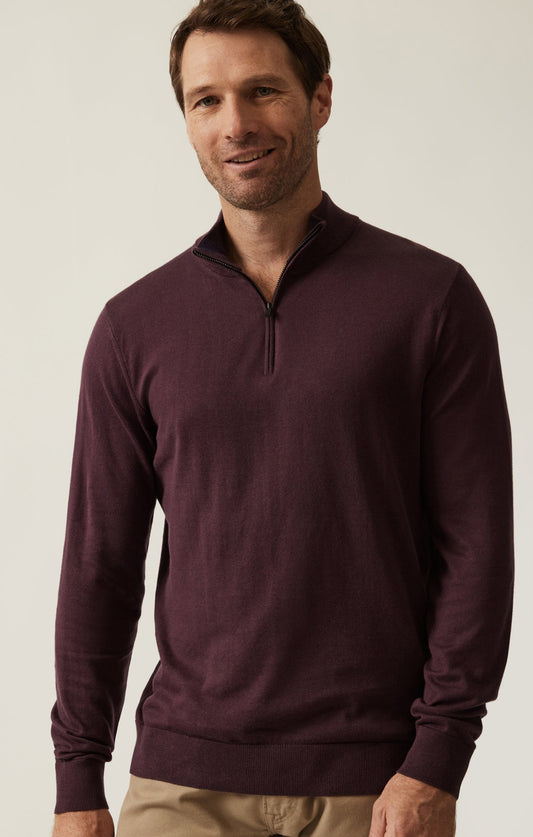 34 Heritage Quarter Zip Sweater In Burgundy