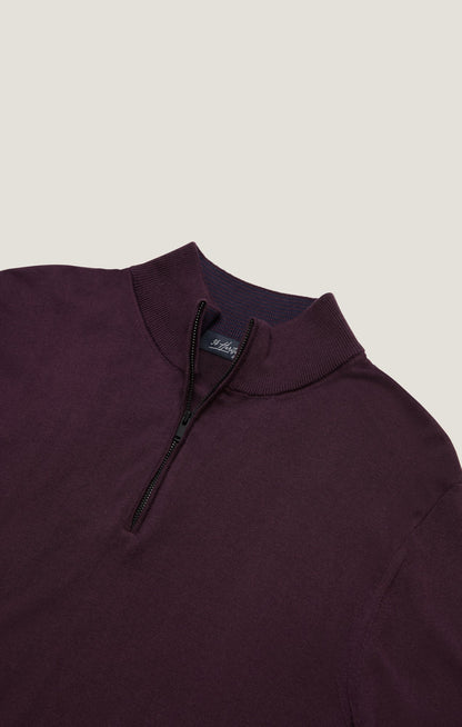 34 Heritage Quarter Zip Sweater In Burgundy