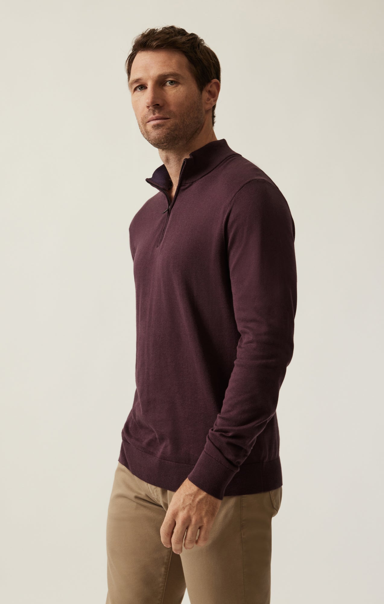 34 Heritage Quarter Zip Sweater In Burgundy