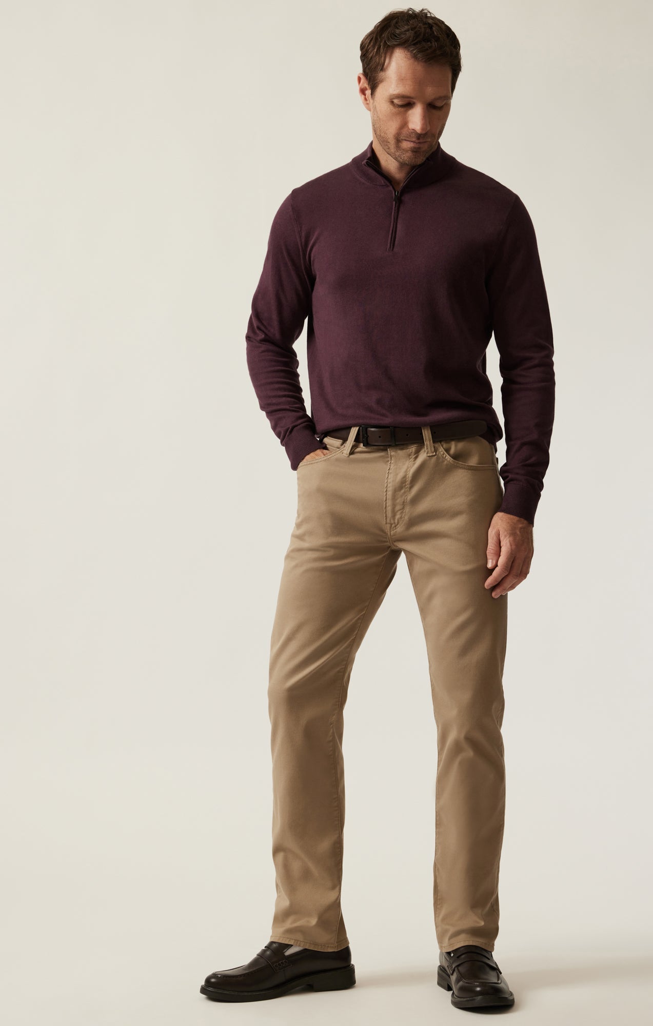 34 Heritage Quarter Zip Sweater In Burgundy