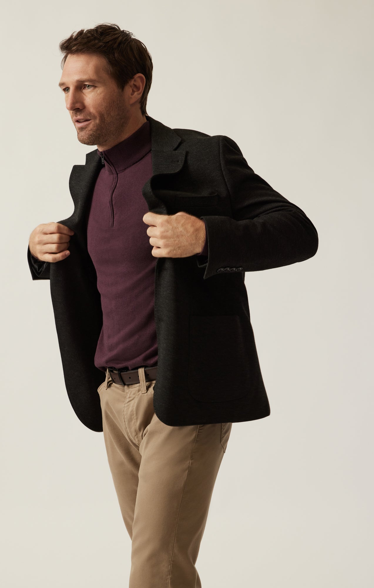 34 Heritage Quarter Zip Sweater In Burgundy