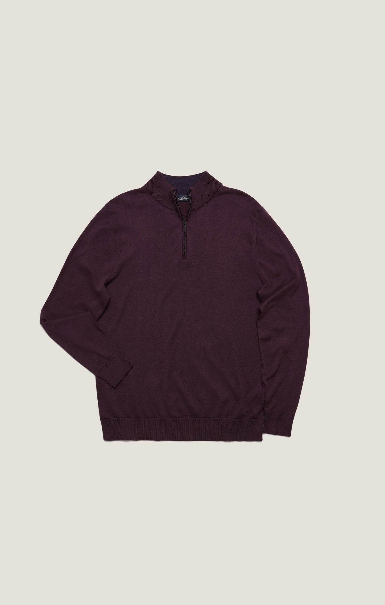 34 Heritage Quarter Zip Sweater In Burgundy
