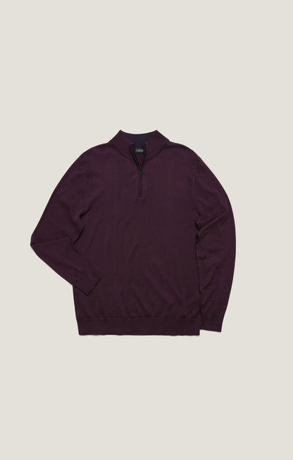 34 Heritage Quarter Zip Sweater In Burgundy