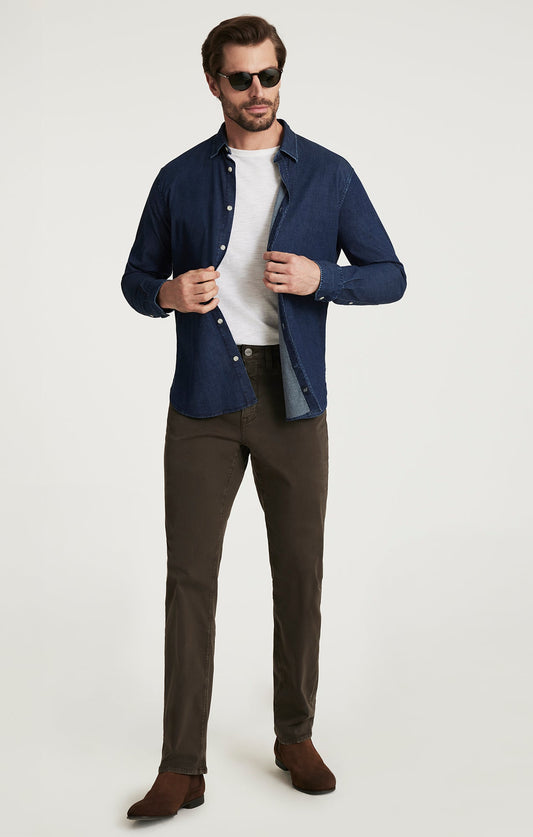 34 Heritage Charisma Relaxed Straight Pants in Cactus Green Twill