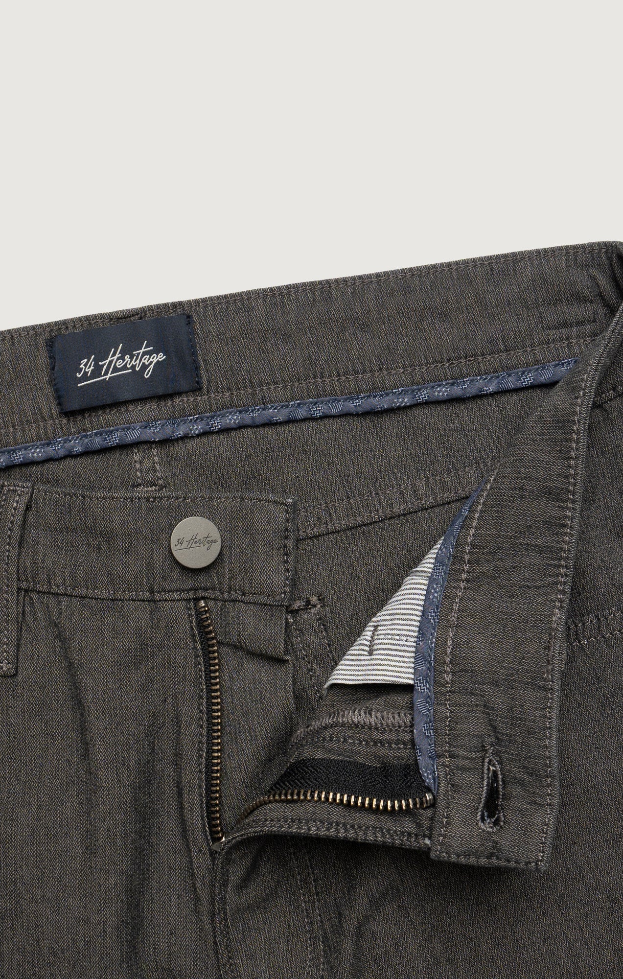 34 Heritage Courage Straight Leg Pants in Grey Herringbone