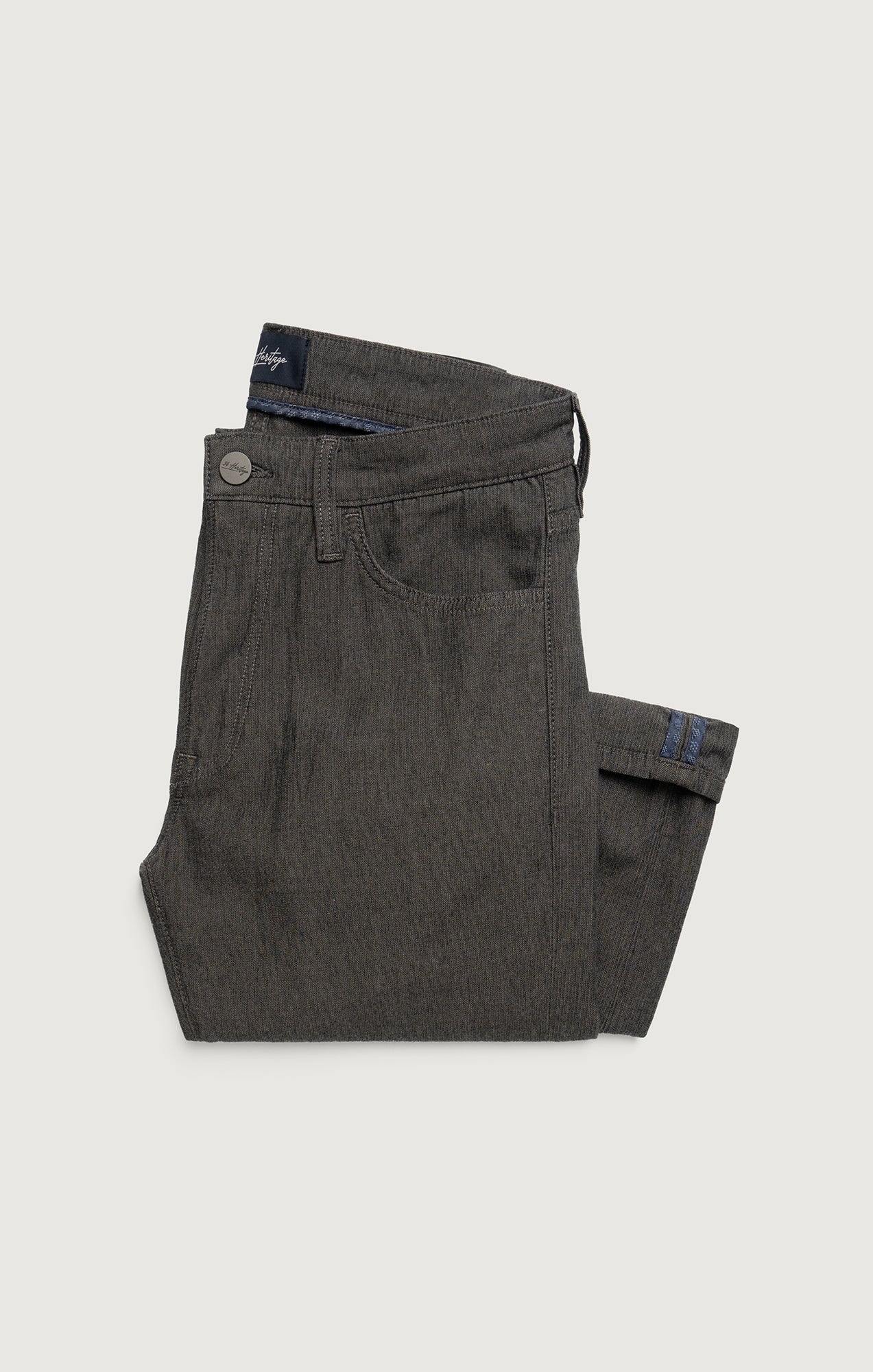34 Heritage Courage Straight Leg Pants in Grey Herringbone
